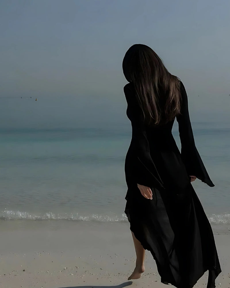 Robe-kimono de plage longue à volants — vue 8