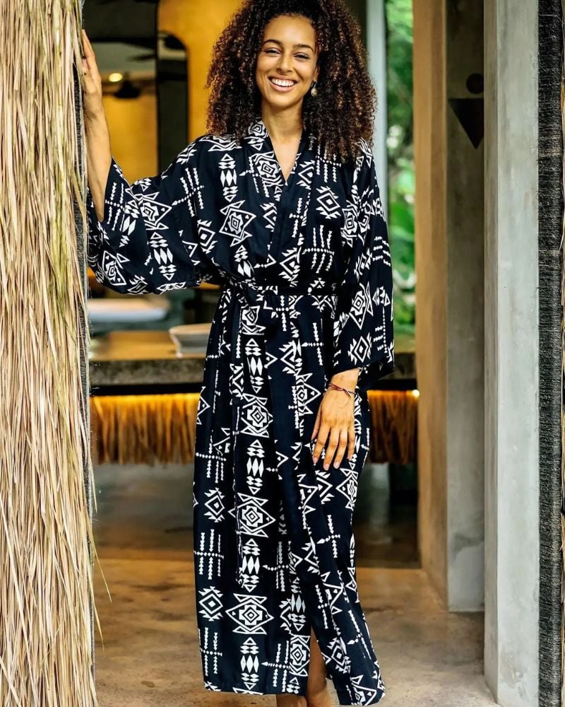 Kimono femme avec imprimés géométriques — vue 3