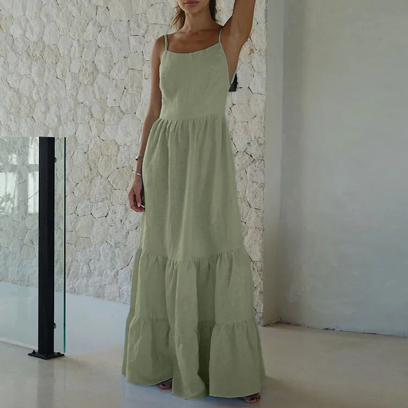 Robe bohème longue avec lacets dans le dos — vue 3