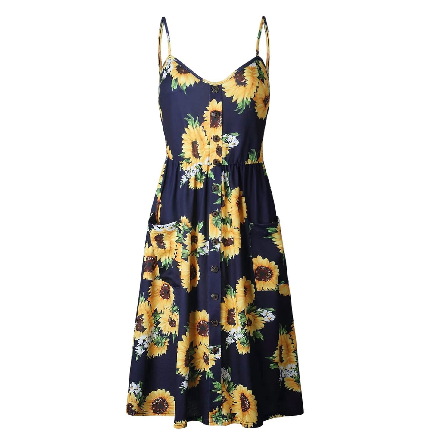 Robe champêtre bleu marine avec imprimé de tournesol — vue 3