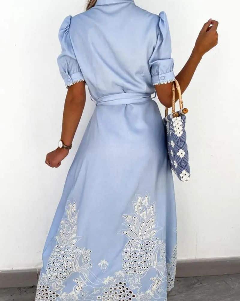 Robe champêtre avec une ceinture et des boutons — vue 4