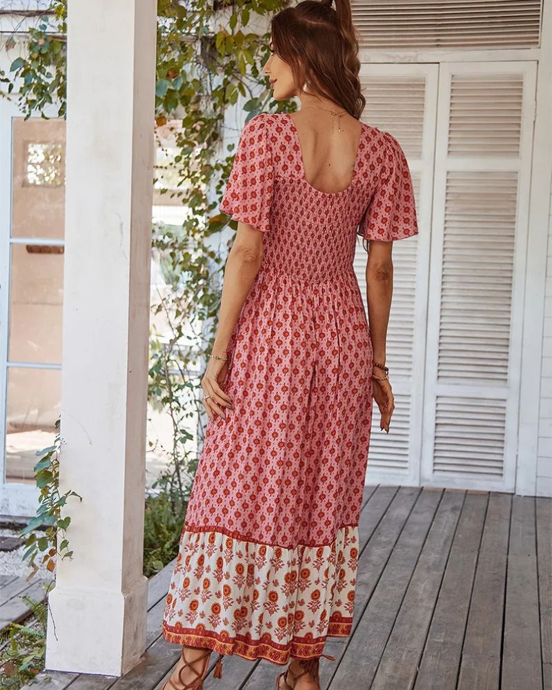 Robe champêtre et vintage avec col carré — vue 4