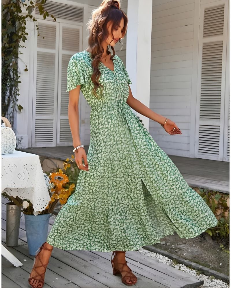 Robe longue vintage imprimé fleuri — vue 10