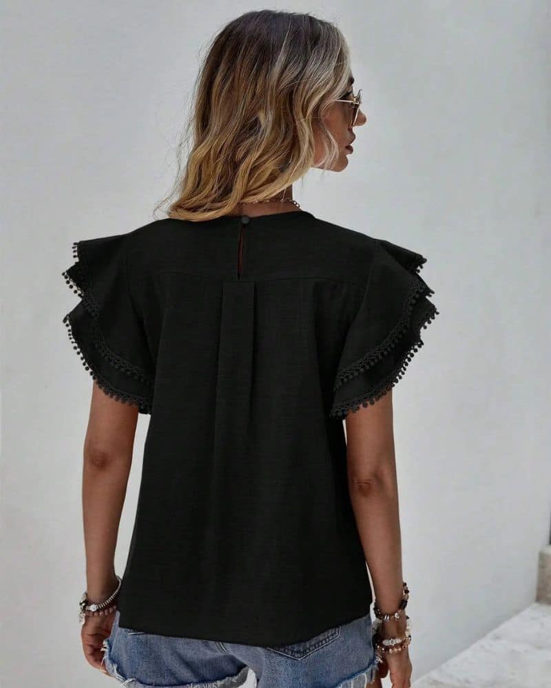 Blouse bohème noire légère — vue 3