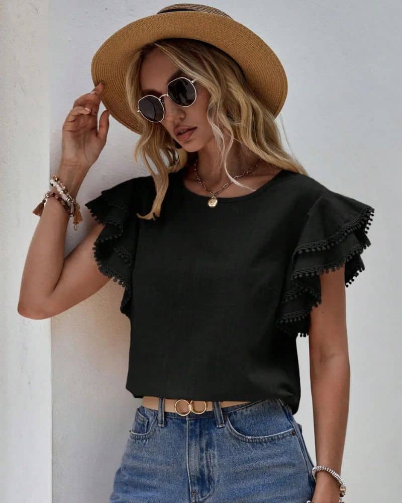 Blouse bohème noire légère — vue 2