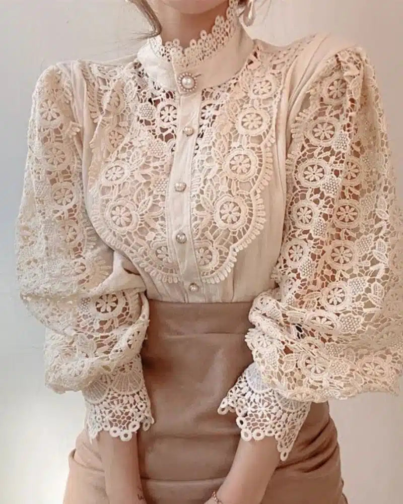 Blouse bohème en dentelle ornée de fleurs — vue 2