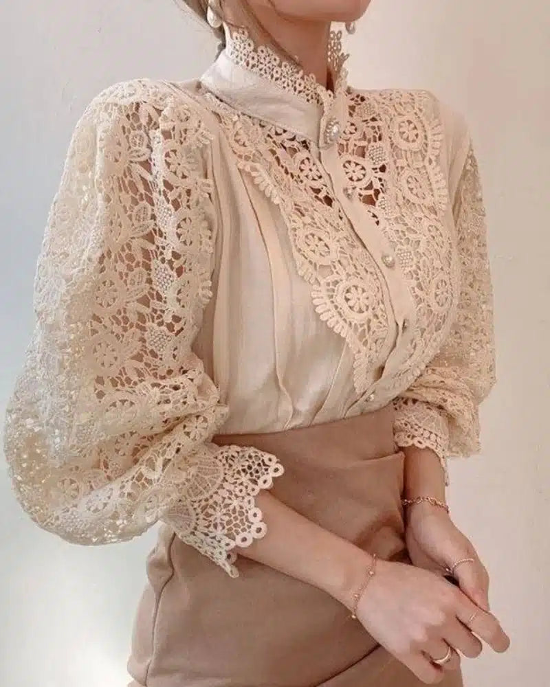 Blouse bohème en dentelle ornée de fleurs — vue 3