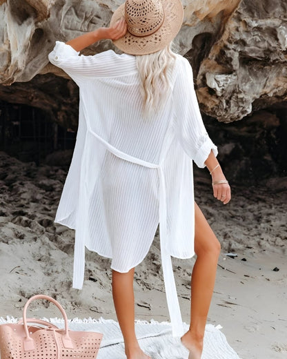 Chemise-kimono de plage à ceinture — vue 4