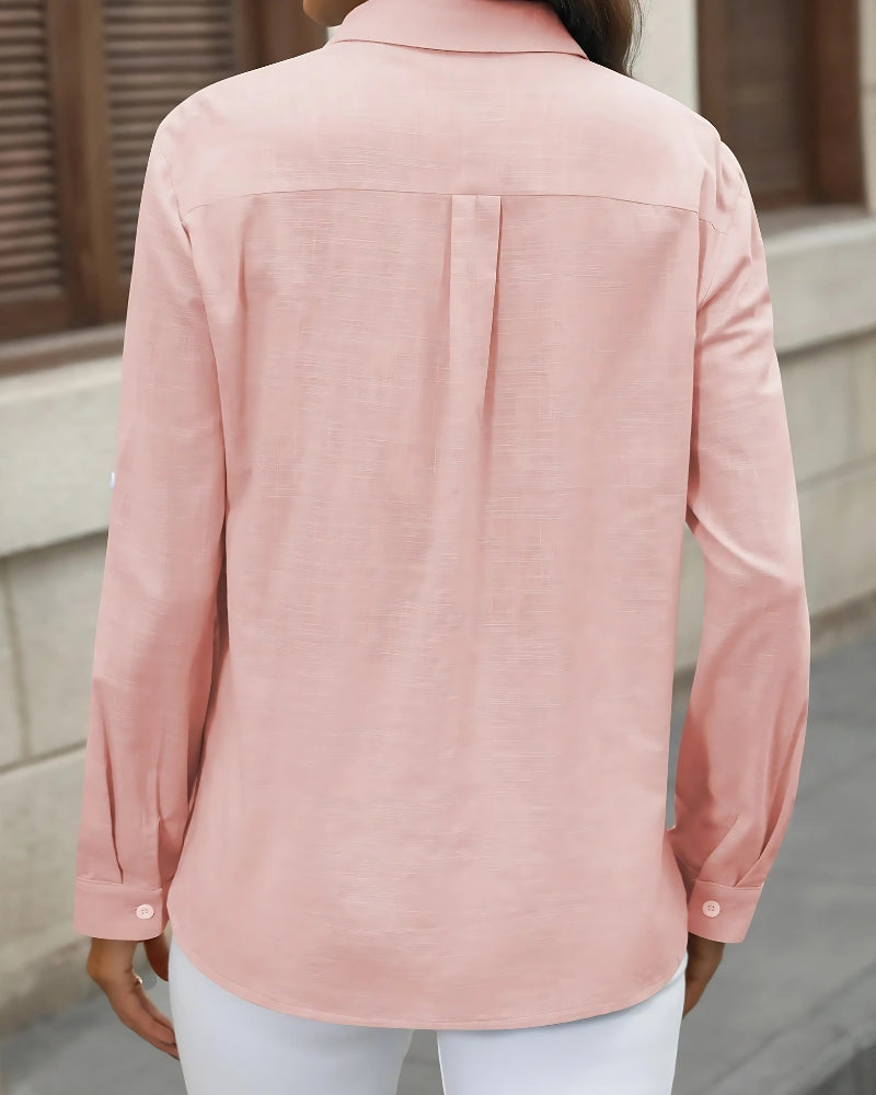 Chemise boutonnée décontractée à manches mi-longues — vue 13