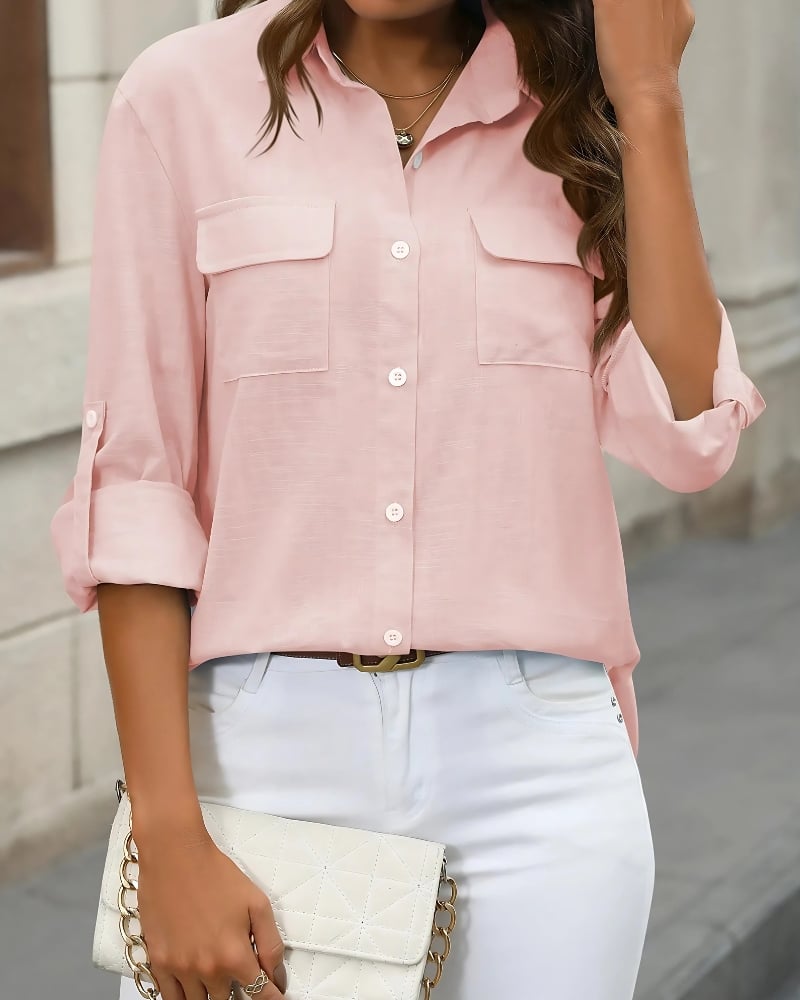 Chemise boutonnée décontractée à manches mi-longues — vue 18