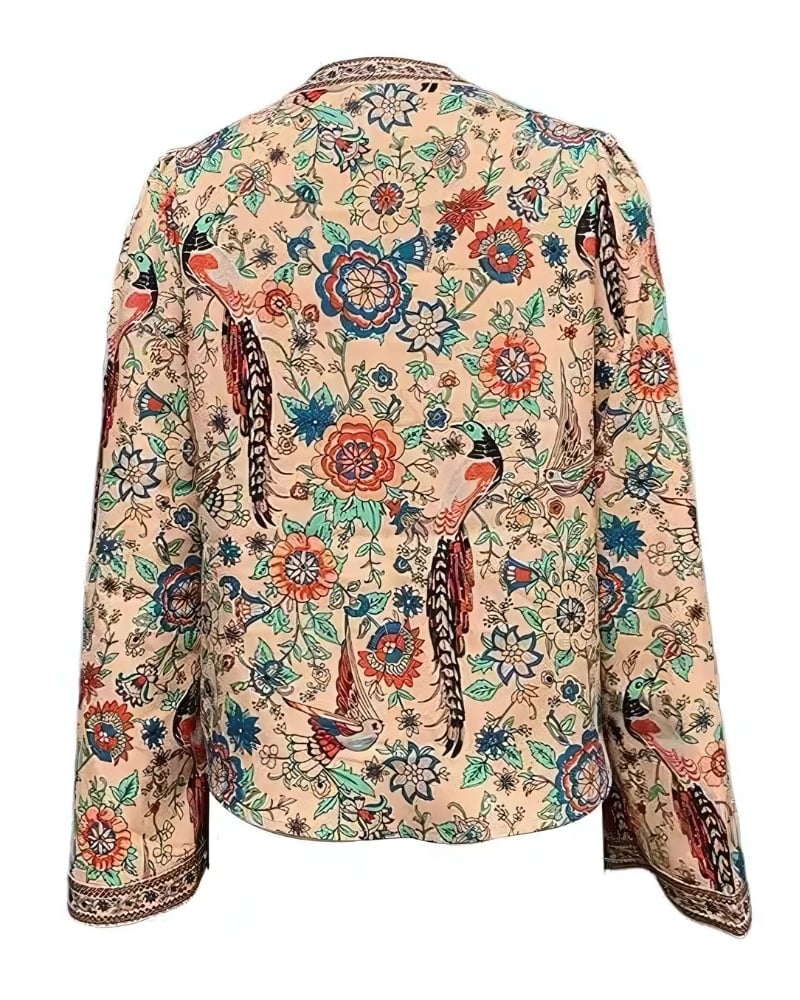 Chemisier imprimé floral col v décontractée manches longues style boho — vue 3
