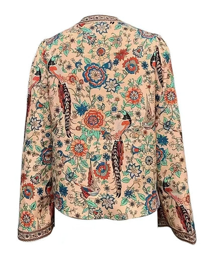 Chemisier imprimé floral col v décontractée manches longues style boho — vue 3