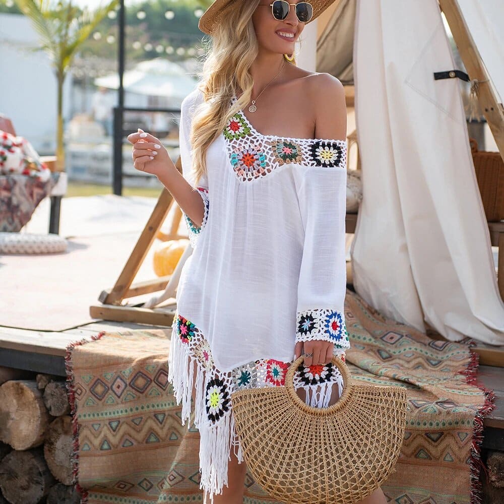 Robe paréo de plage à frange — vue 10