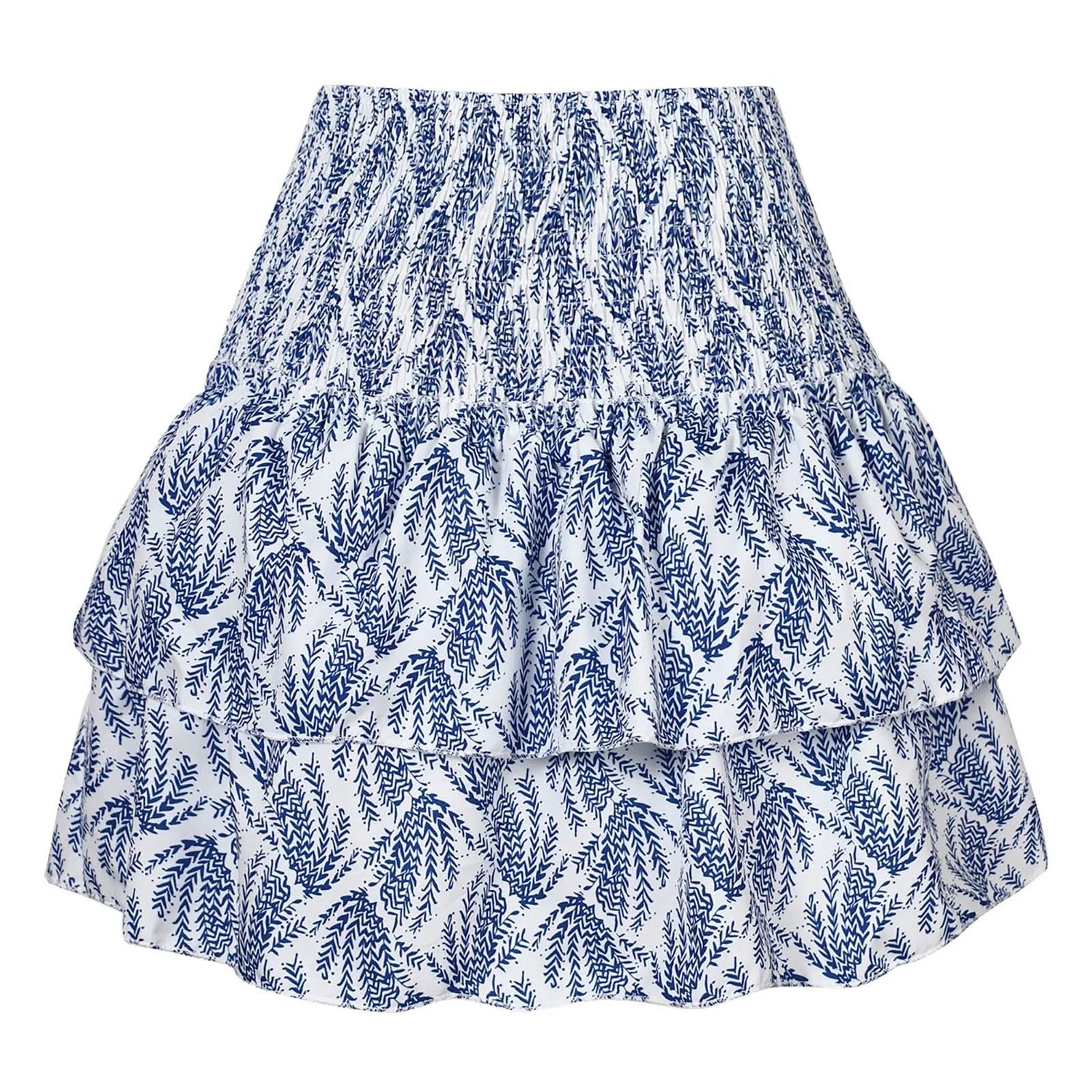 Jupe bohème courte bleue à imprimés floraux — vue 2