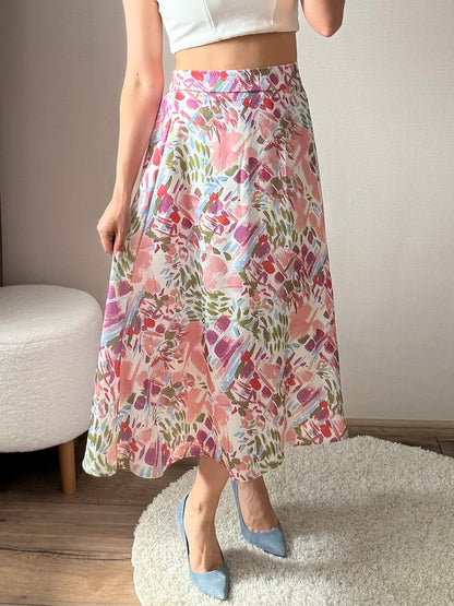 Jupe bohème longue au style artistique en satin — vue 3