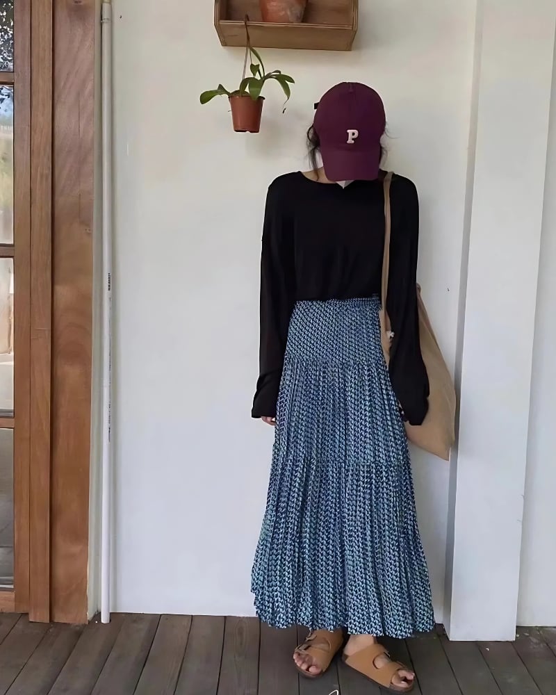 Jupe longue ample élastique taille haute — vue 3