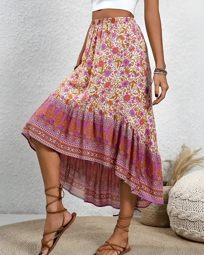Jupe longue bohème à imprimé floral avec broderie — vue 2