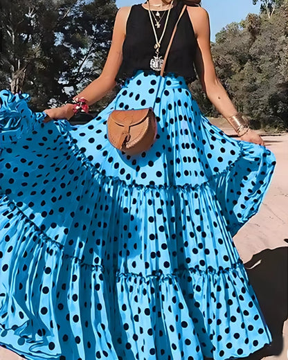 Jupe longue plissée à volants taille haute style bohème — vue 3