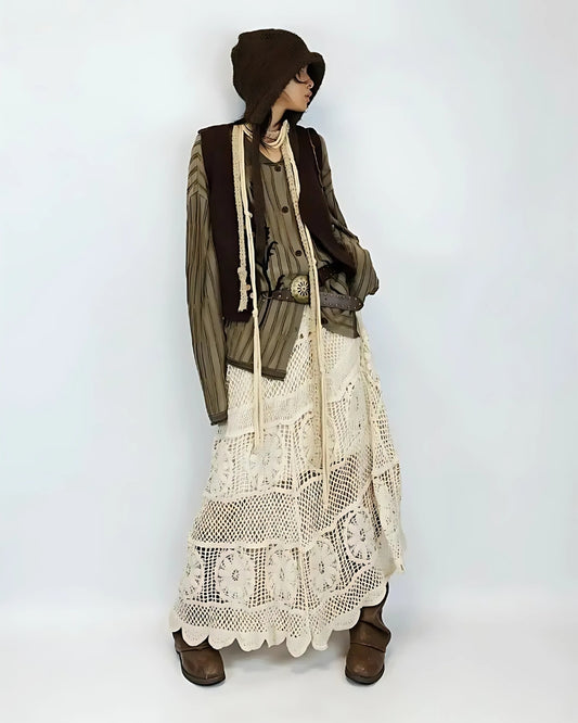 Jupe longue taille haute style boho — BOHERIS
