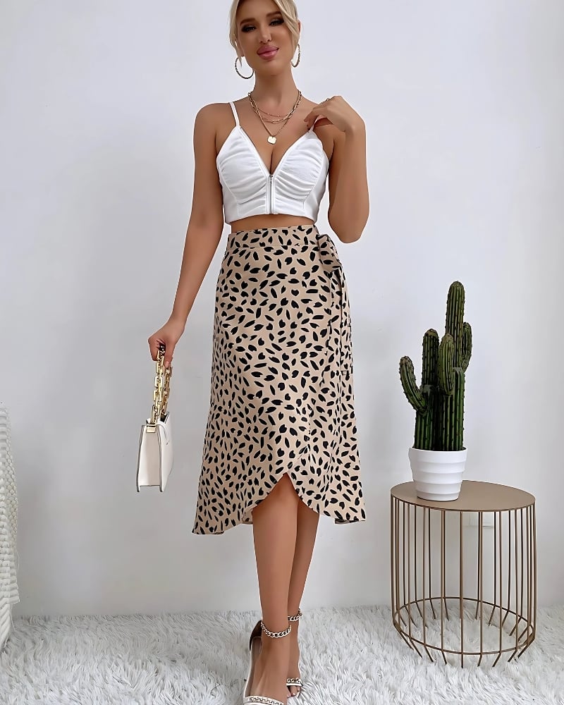 Jupe portefeuille taille haute style boho — vue 9