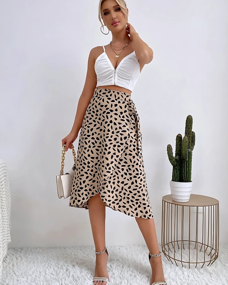 Jupe portefeuille taille haute style boho — BOHERIS