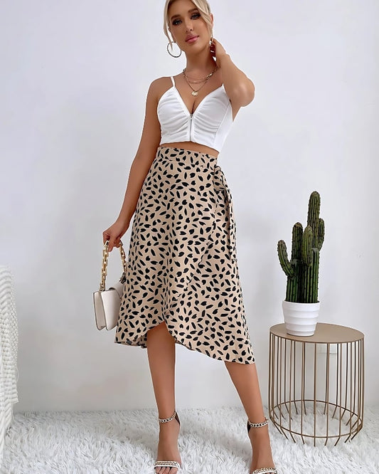 Jupe portefeuille taille haute style boho — BOHERIS