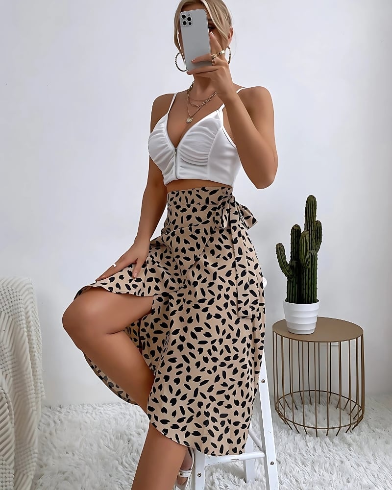 Jupe portefeuille taille haute style boho — vue 2