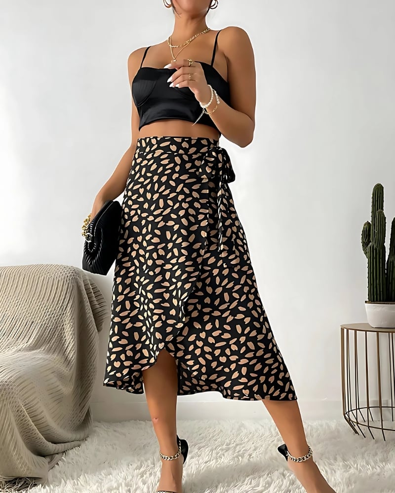Jupe portefeuille taille haute style boho — vue 7