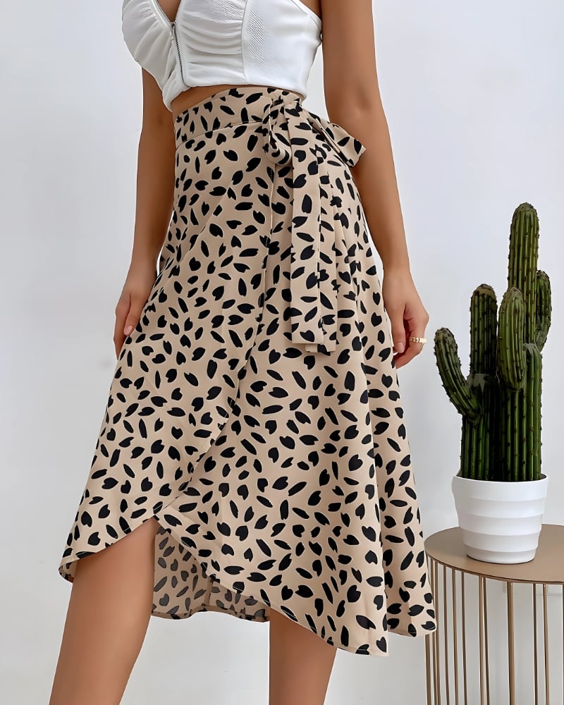 Jupe portefeuille taille haute style boho — vue 3
