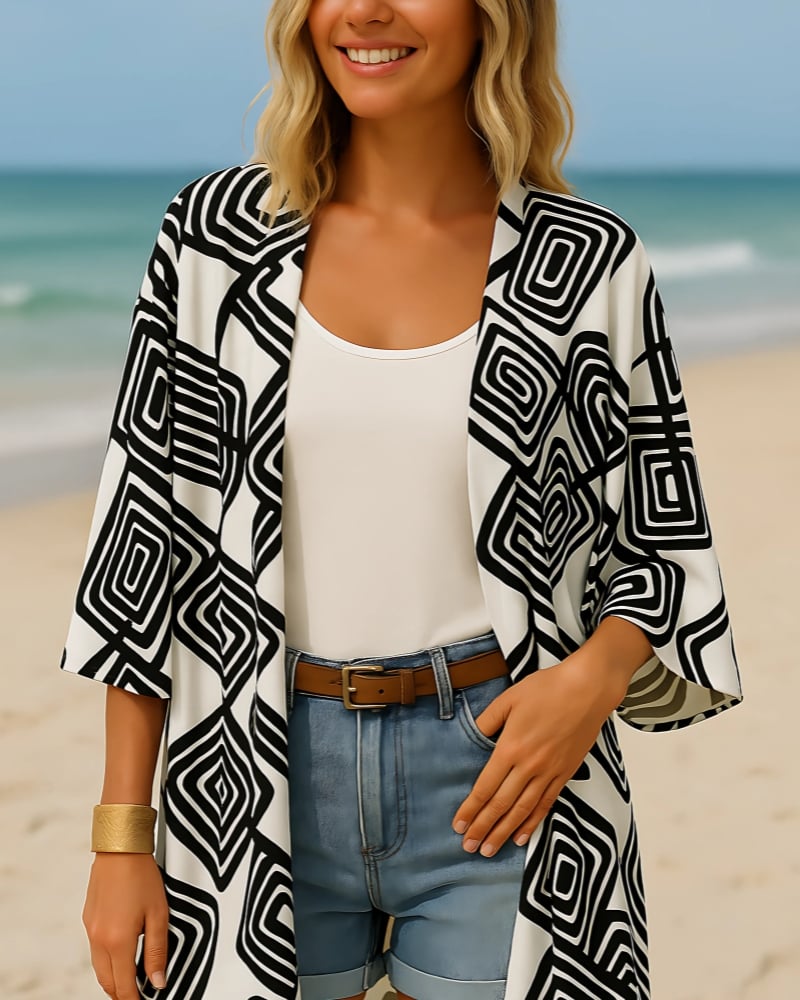Kimono coupe ample style bohème — vue 2