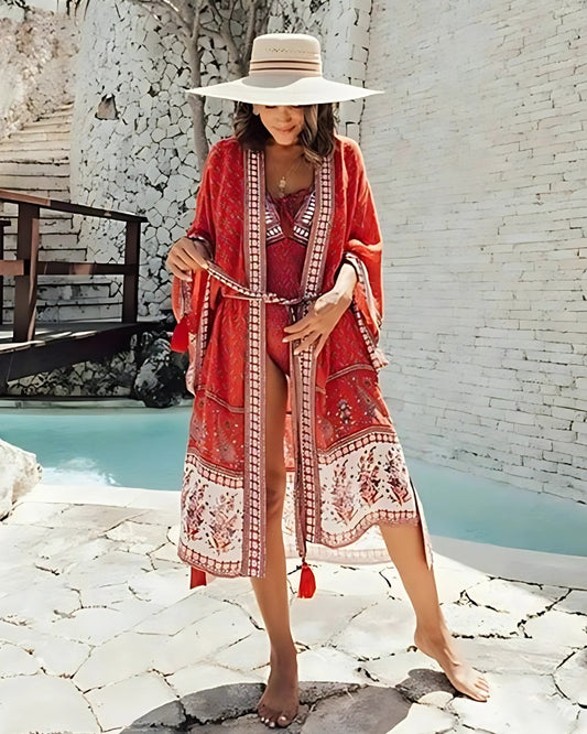 Kimono de plage imprimée style bohème — BOHERIS