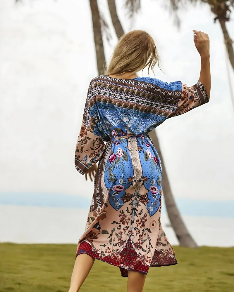 Kimono imprimé bohème avec ceinture — vue 3