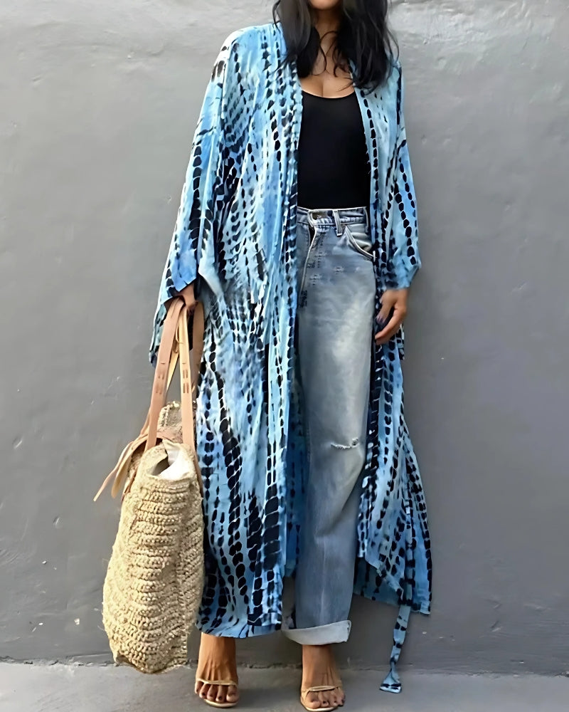 Kimono long imprimé à manches longues — BOHERIS