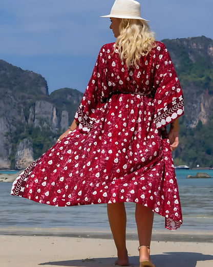 Kimono long imprimé style boho avec ceinture — vue 3