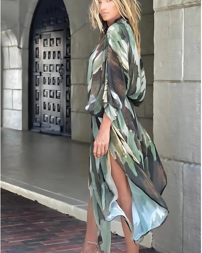 Kimono long imprimé style militaire — vue 3