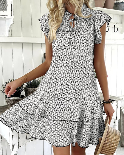 Mini robe à volants col v à lacets — vue 6