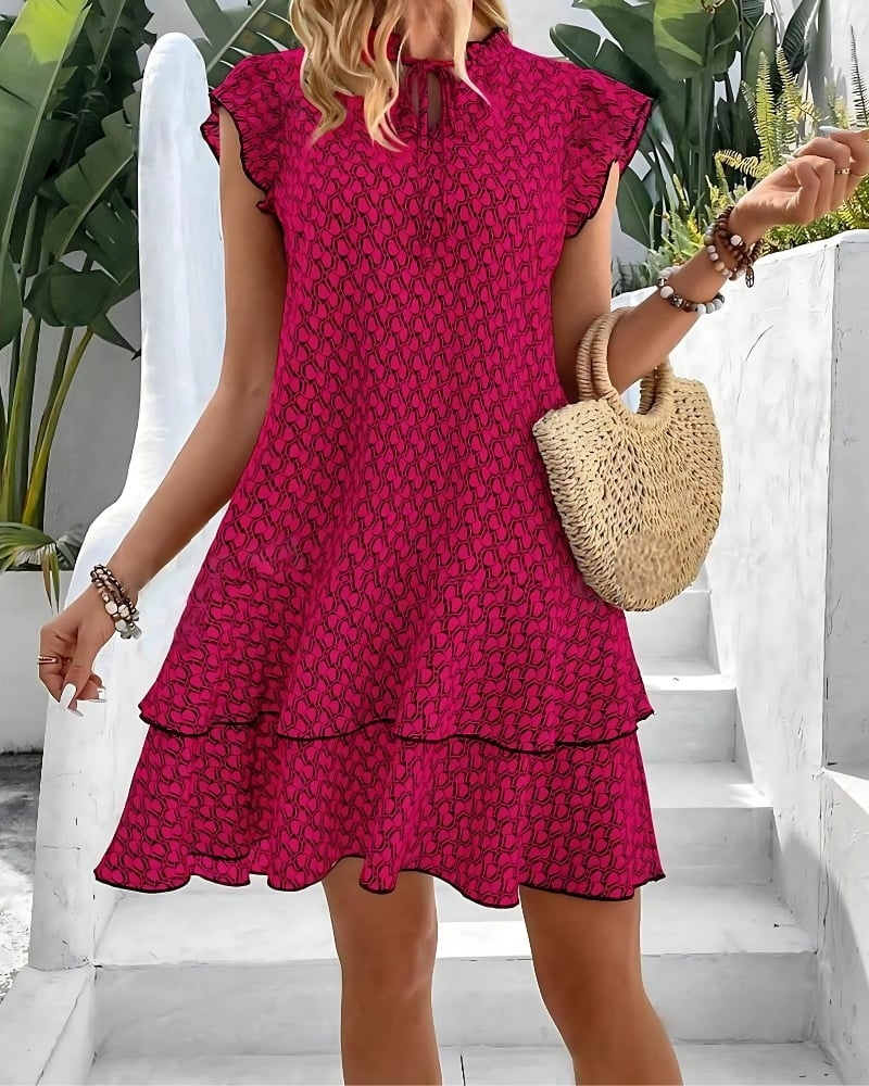 Mini robe à volants col v à lacets — vue 7