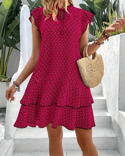 Mini robe à volants col v à lacets — vue 7