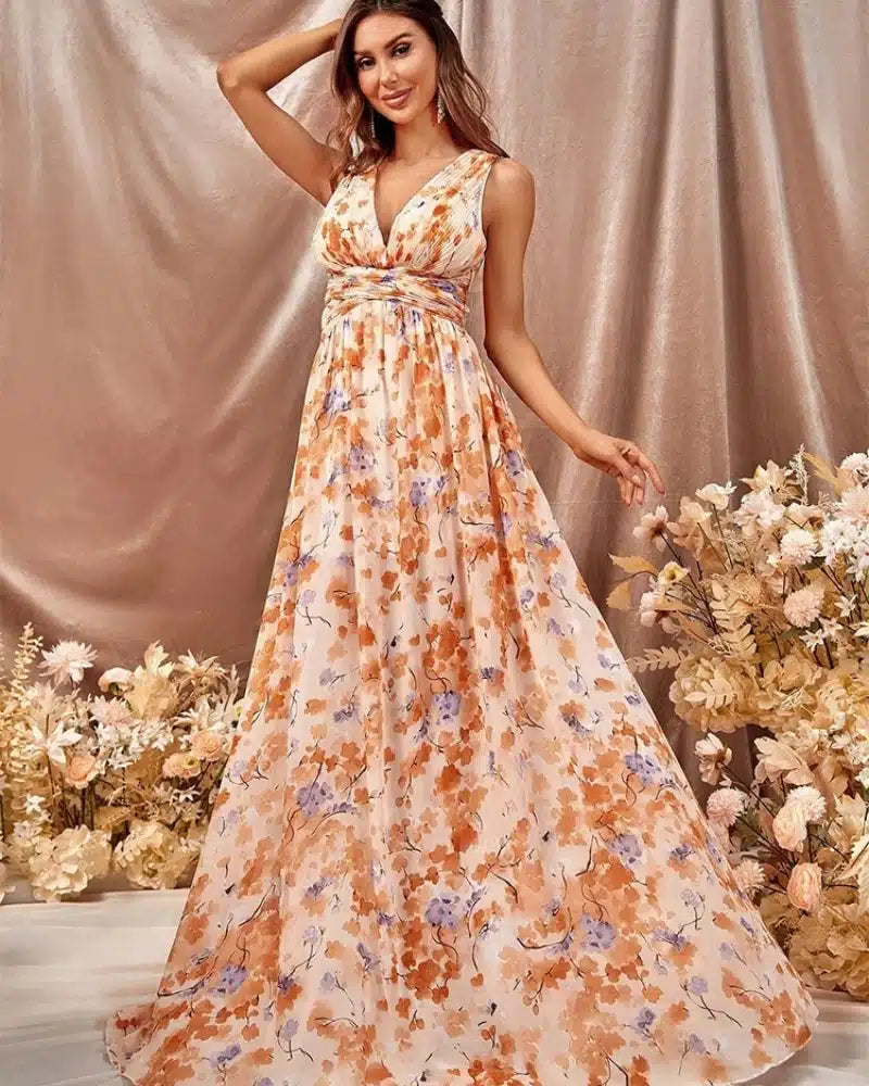 Robe bohème longue et avec motif de fleur — vue 4