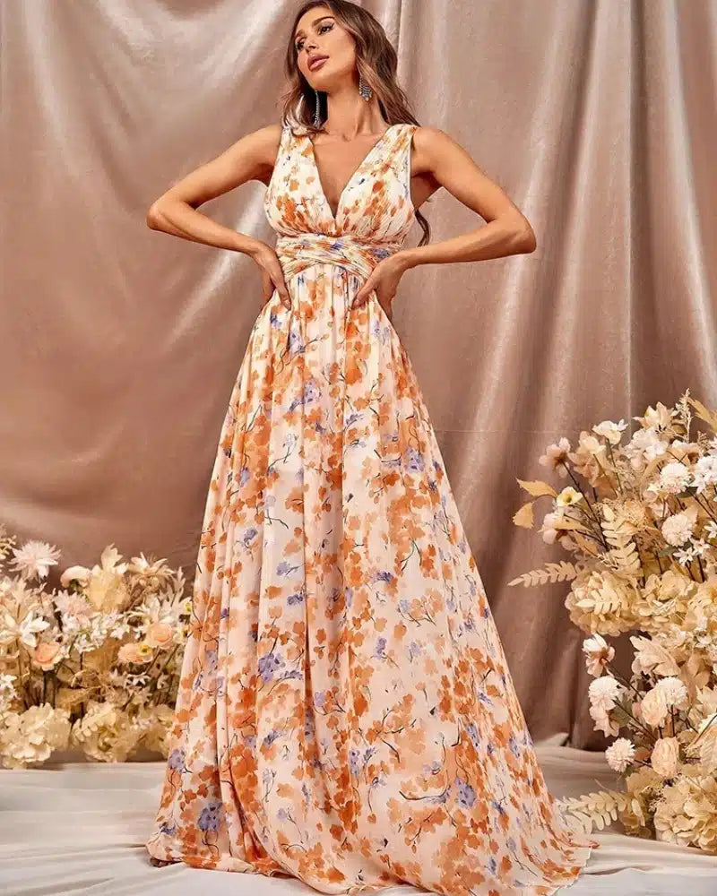 Robe bohème longue et avec motif de fleur — vue 2