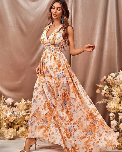Robe bohème longue et avec motif de fleur — BOHERIS