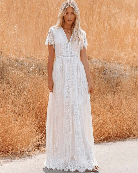 Robe champêtre style mariage avec dentelle — BOHERIS
