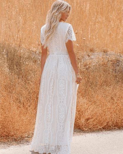 Robe champêtre style mariage avec dentelle — vue 2