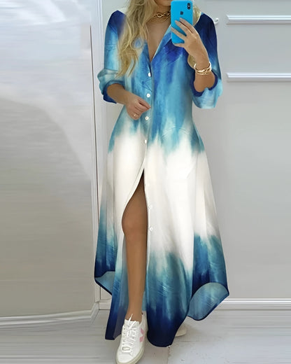 Robe-chemise longue boutonnée décontractée à col rabattu — vue 2