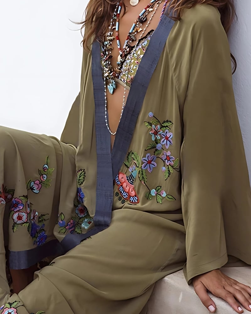 Robe-kimono de plage avec broderie — BOHERIS