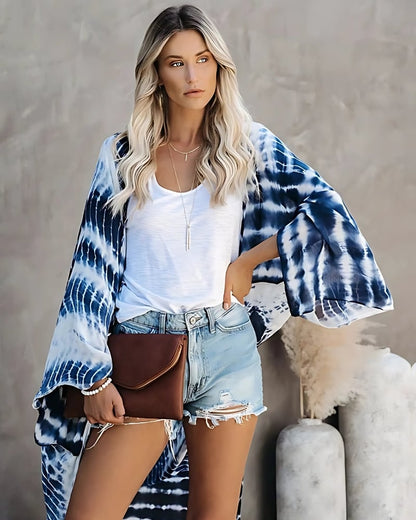Robe-kimono longue bohème imprimée — vue 5