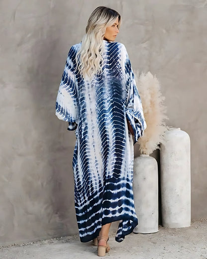 Robe-kimono longue bohème imprimée — vue 6