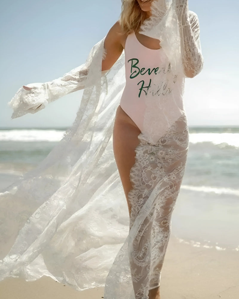 Robe-kimono longue en dentelle style boho — BOHERIS