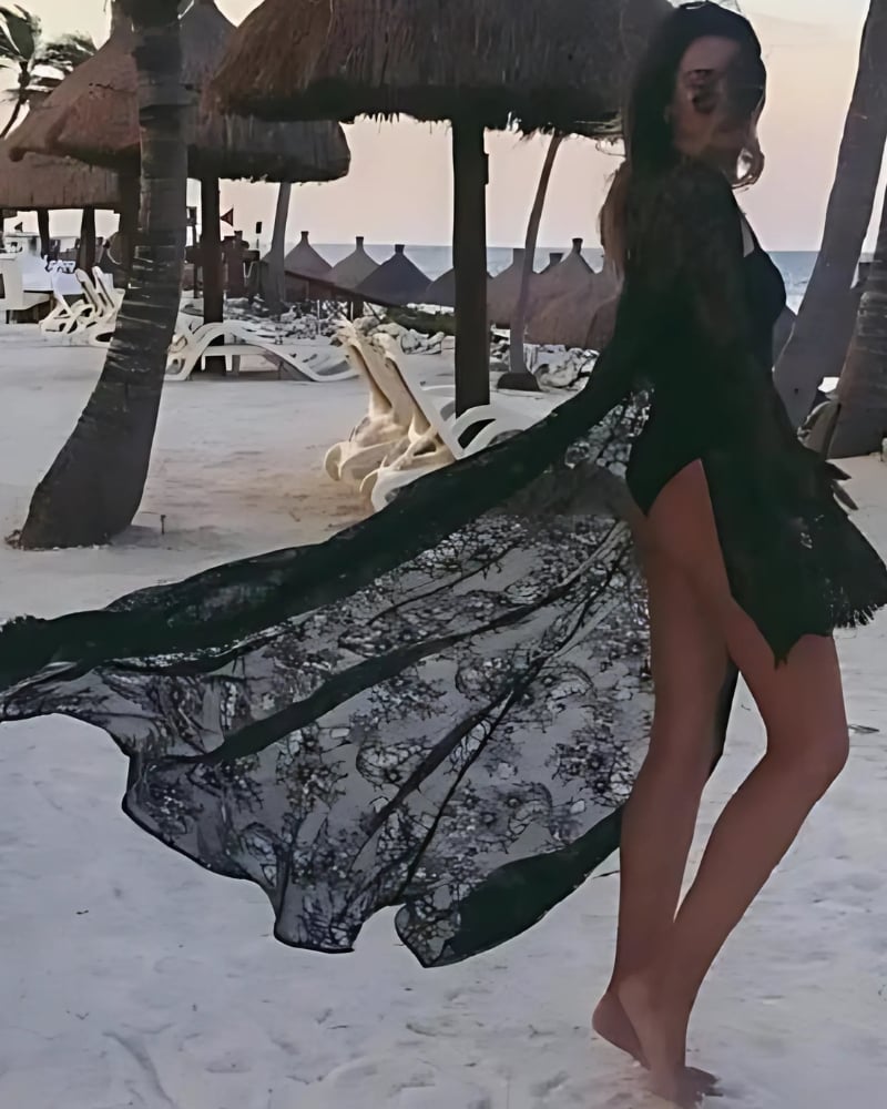 Robe-kimono longue en dentelle style boho — vue 6