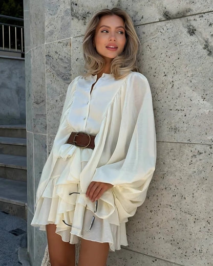 Robe-chemise à volants et manches bouffantes — vue 2